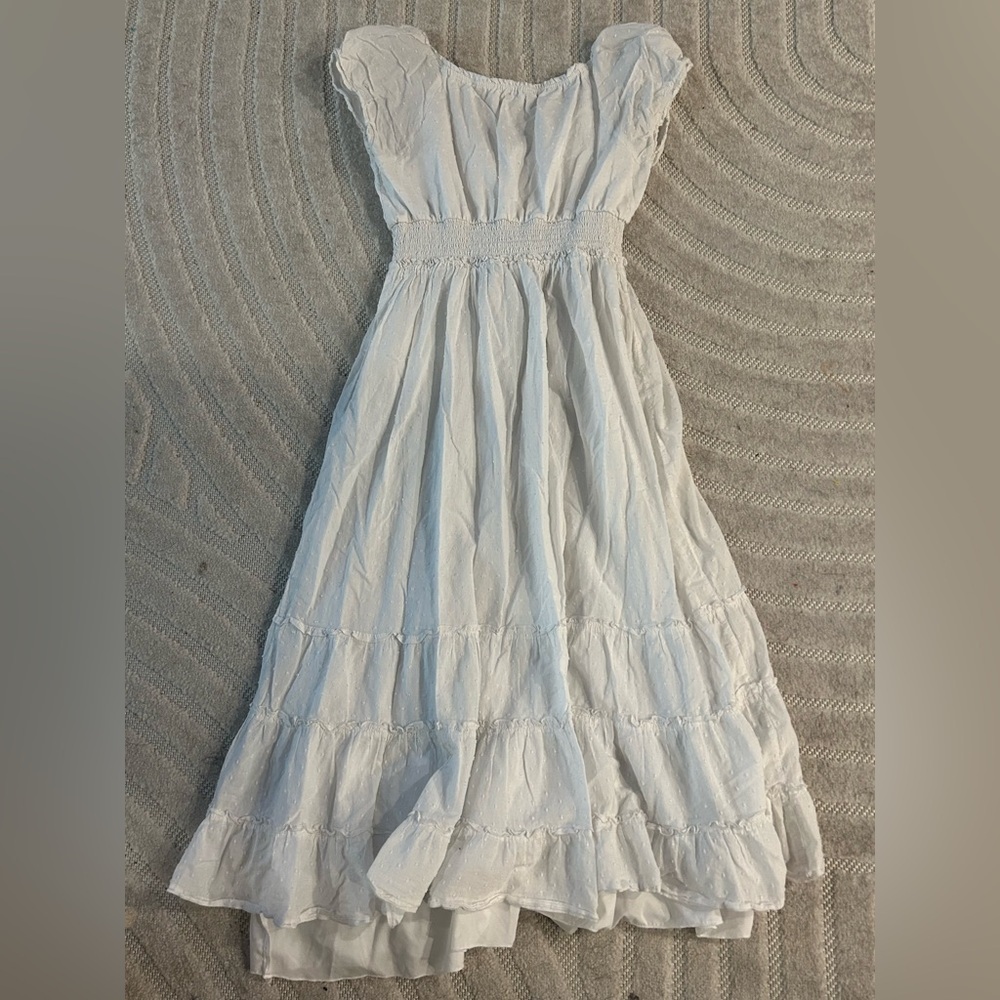 Betsey Johnson Cotton Clip Dot Smocked Puffed Sleeve Midi Dress - L - Picture 10 of 14